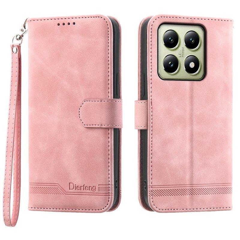 DIERFENG DF-03 för Xiaomi 14T Plånboksfodral Konstläder - Rosa