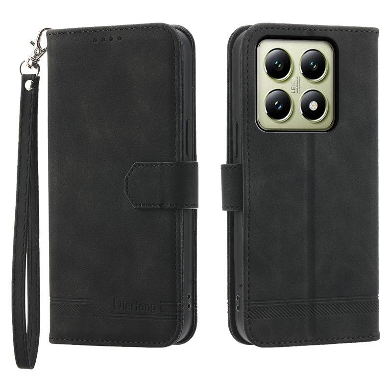 DIERFENG DF-03 för Xiaomi 14T Plånboksfodral Konstläder - Svart