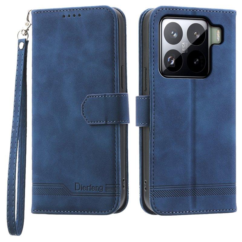 DIERFENG DF-03 för Xiaomi 15 Pro Plånboksfodral Konstläder - Blå