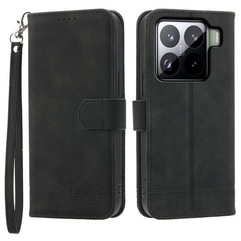 DIERFENG DF-03 för Xiaomi 15 Pro Plånboksfodral Konstläder - Svart