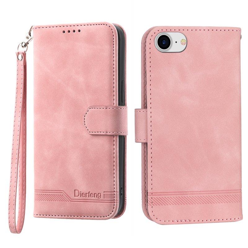 DIERFENG DF-03 Plånboksfodral för iPhone 7/8/SE 2020/2022 - Konstläder - Rosa