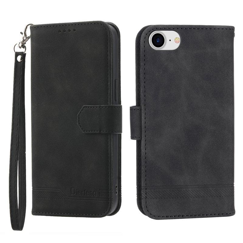 DIERFENG DF-03 Plånboksfodral för iPhone 7/8/SE (2020/2022) - Konstläder - Svart