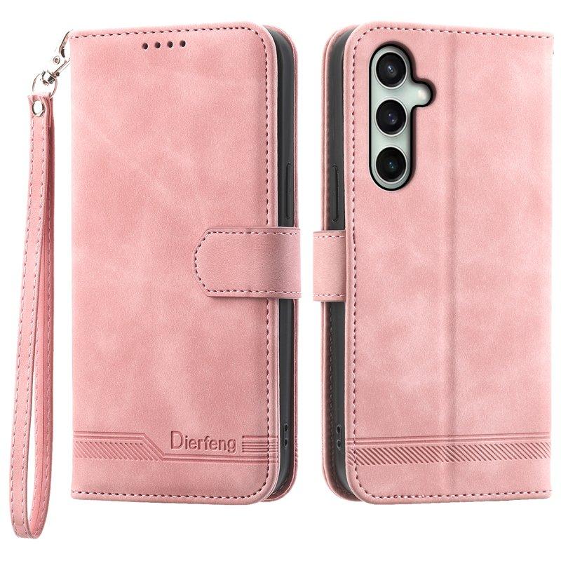 DIERFENG DF-03 Plånboksfodral för Samsung Galaxy S24 FE - Konstläder - Rosa