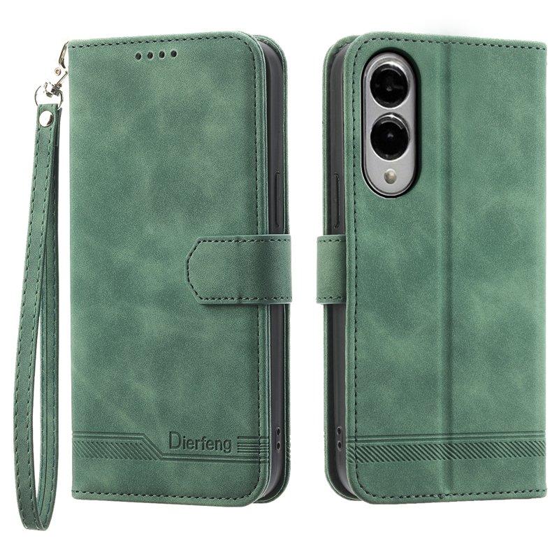 DIERFENG DF-03 Plånboksfodral för Samsung Galaxy S25 Edge Konstläder - Grön