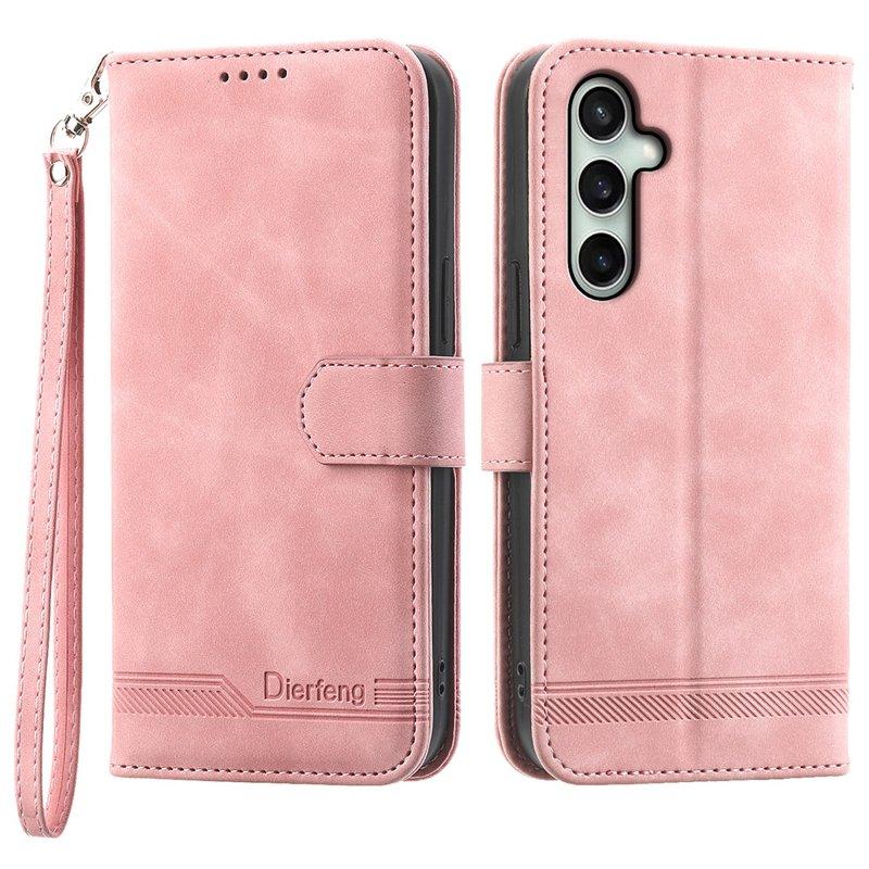DIERFENG DF-03 Plånboksfodral för Samsung Galaxy S25 FE - Konstläder - Rosa
