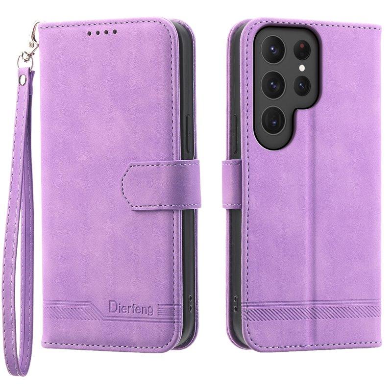 DIERFENG DF-03 Plånboksfodral för Samsung Galaxy S25 Ultra - Konstläder - Lila