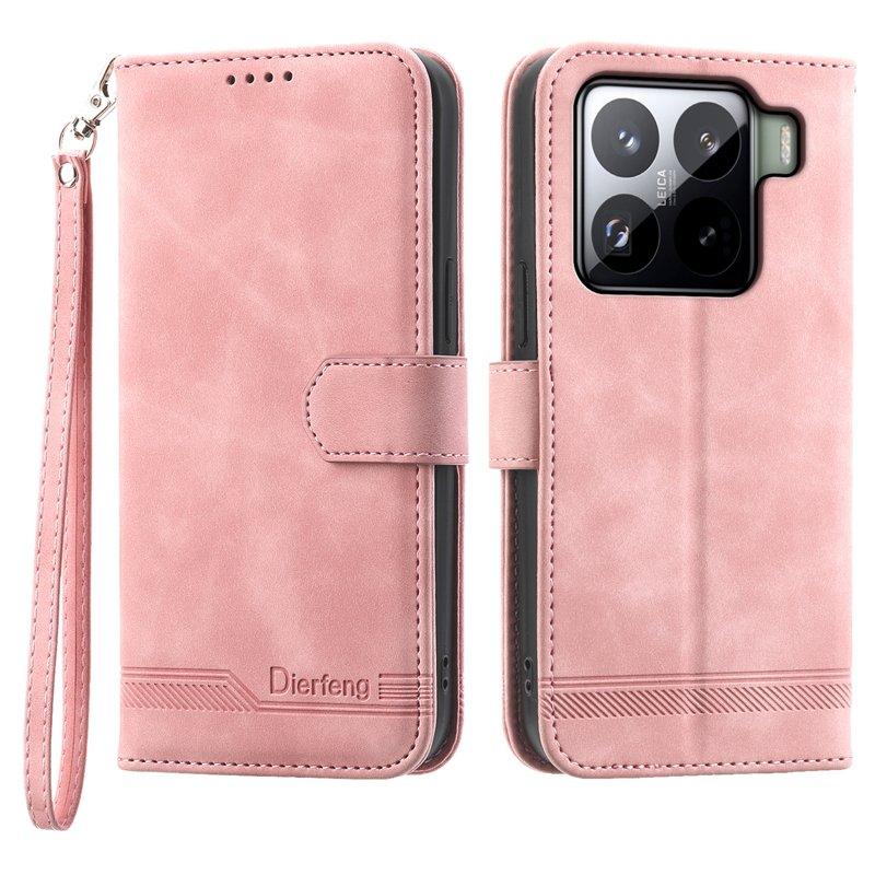 DIERFENG DF-03 Plånboksfodral för Xiaomi 15 Pro Konstläder - Rosa