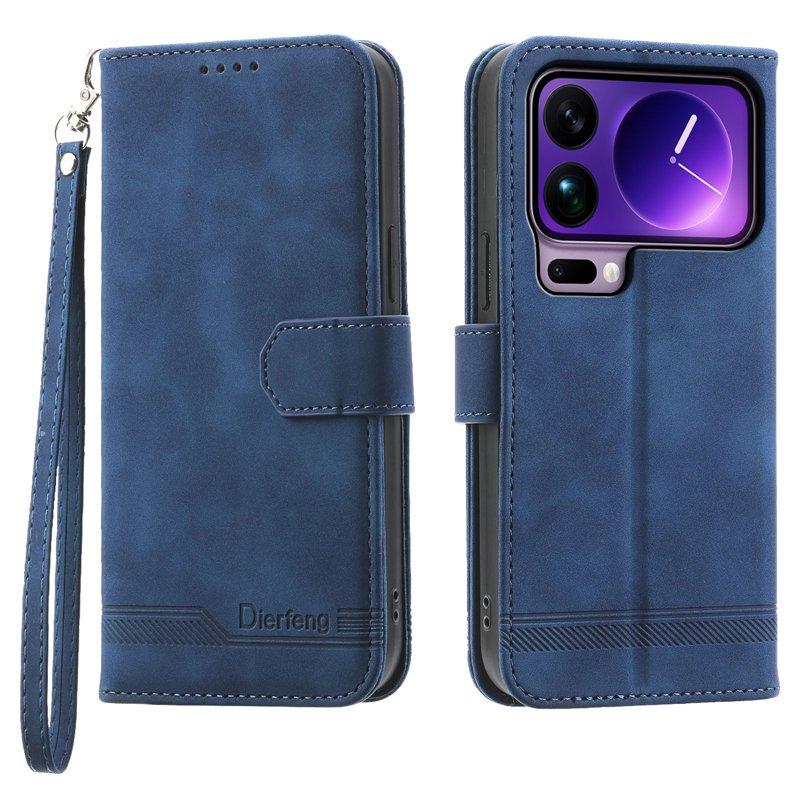 DIERFENG DF-03 Plånboksfodral för Xiaomi 17 Pro Max Konstläder - Blå