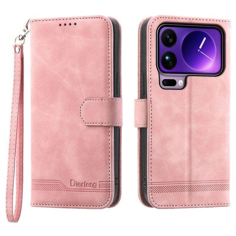 DIERFENG DF-03 Plånboksfodral för Xiaomi 17 Pro Max - Konstläder - Rosa