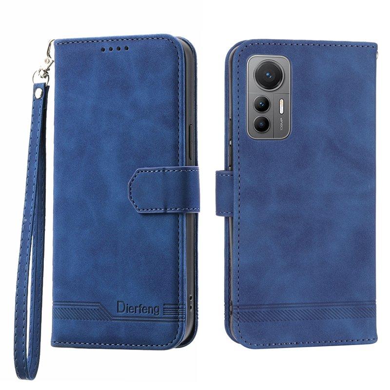 DIERFENG DF-03 Plånboksfodral i Konstläder - Blå för Xiaomi 12T 5G
