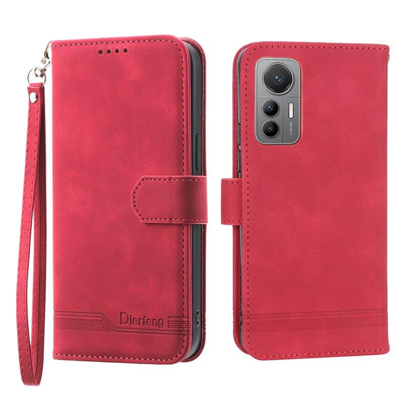 DIERFENG DF-03 Plånboksfodral i Konstläder - Röd för Xiaomi 12T 5G
