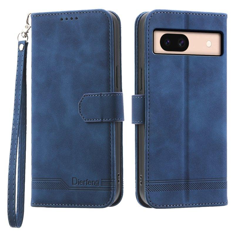 DIERFENG DF-03 Google Pixel 8a Plånboksfodral Konstläder - Blå