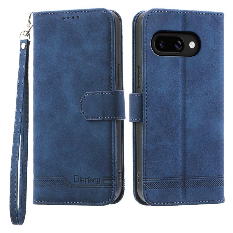 DIERFENG DF-03 Google Pixel 9a Plånboksfodral Konstläder - Blå