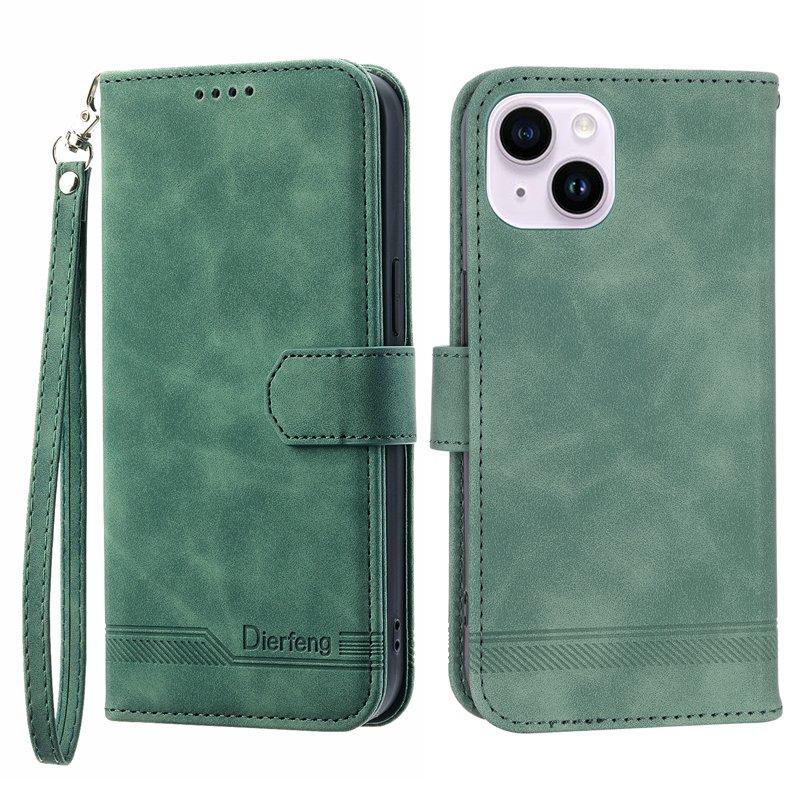 DIERFENG DF-03 iPhone 14 Plus Plånboksfodral Konstläder - Grön