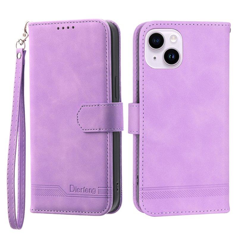 DIERFENG DF-03 iPhone 14 Plus Plånboksfodral Konstläder - Lila