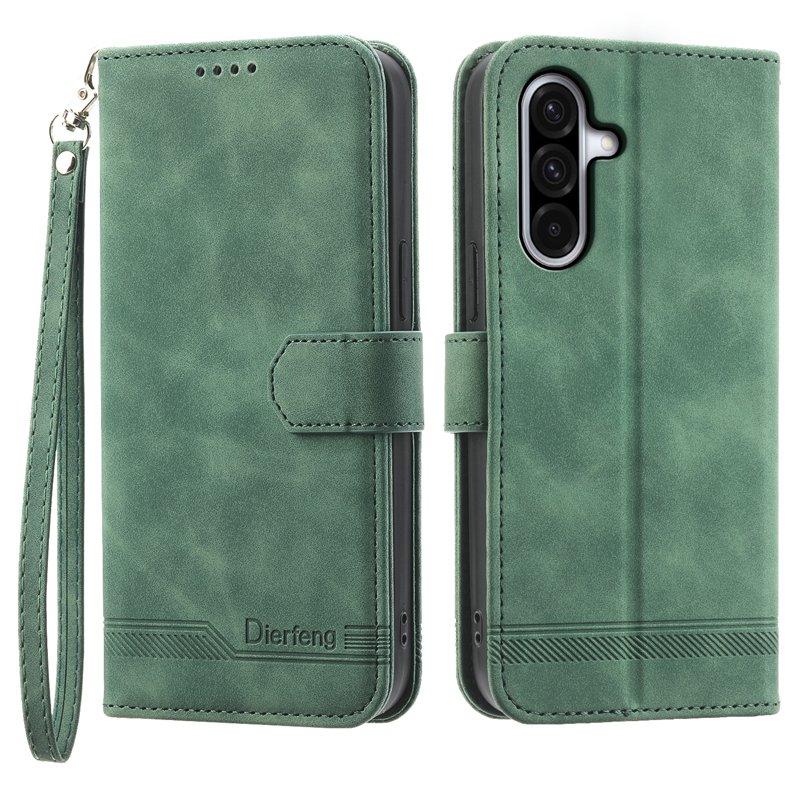 DIERFENG DF-03 Samsung Galaxy A56 5G Plånboksfodral Konstläder - Grön