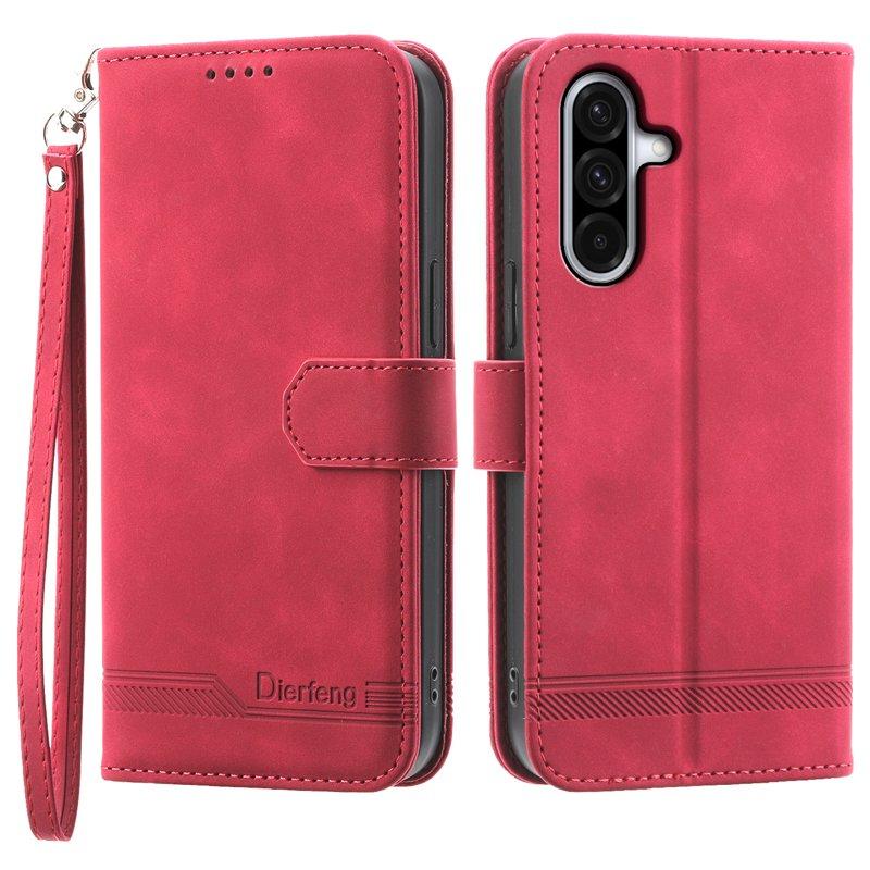 DIERFENG DF-03 Samsung Galaxy A56 5G Plånboksfodral Konstläder - Röd