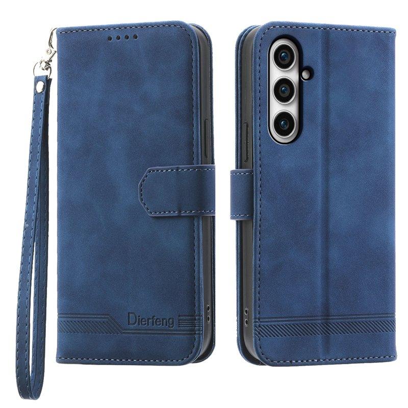 DIERFENG DF-03 Samsung Galaxy S23 FE Plånboksfodral Konstläder - Blå
