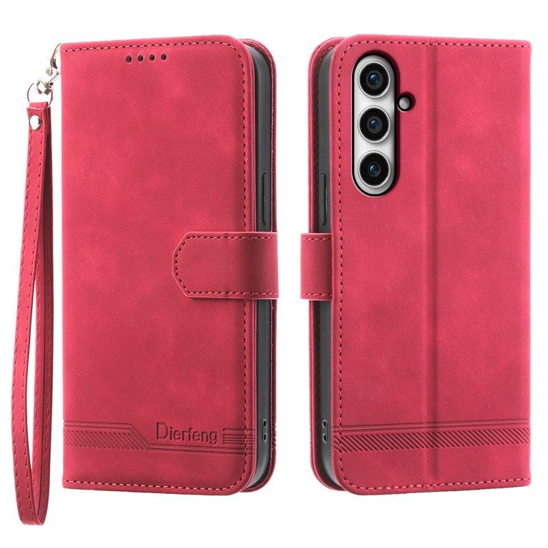 DIERFENG DF-03 Samsung Galaxy S23 FE Plånboksfodral Konstläder - Röd