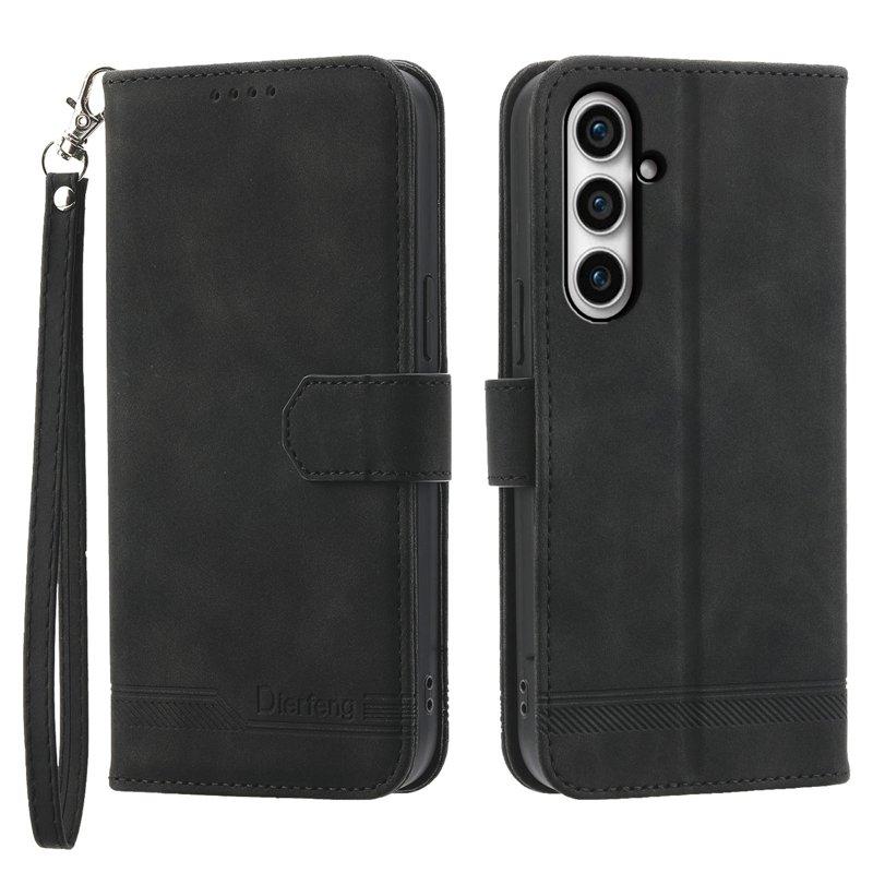DIERFENG DF-03 Samsung Galaxy S23 FE Plånboksfodral Konstläder - Svart