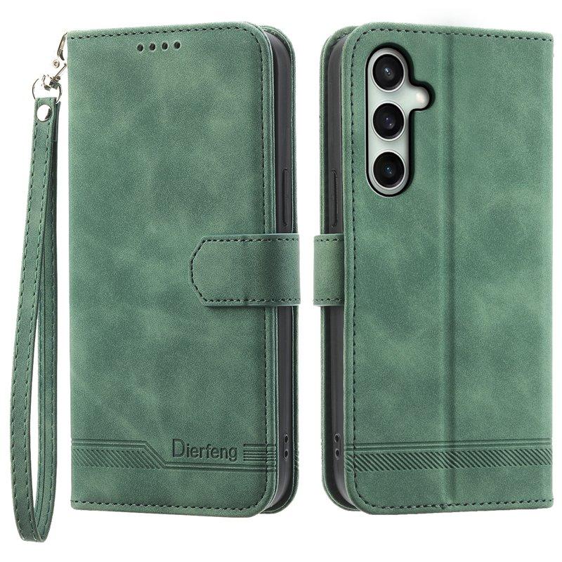 DIERFENG DF-03 Samsung Galaxy S24 FE Plånboksfodral Konstläder - Grön