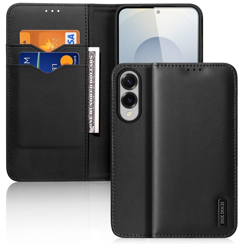 DUX DUCIS Hivo Series Plånboksfodral Samsung Galaxy S25 Edge Äkta läder - Svart | 2353 | AlltMobil