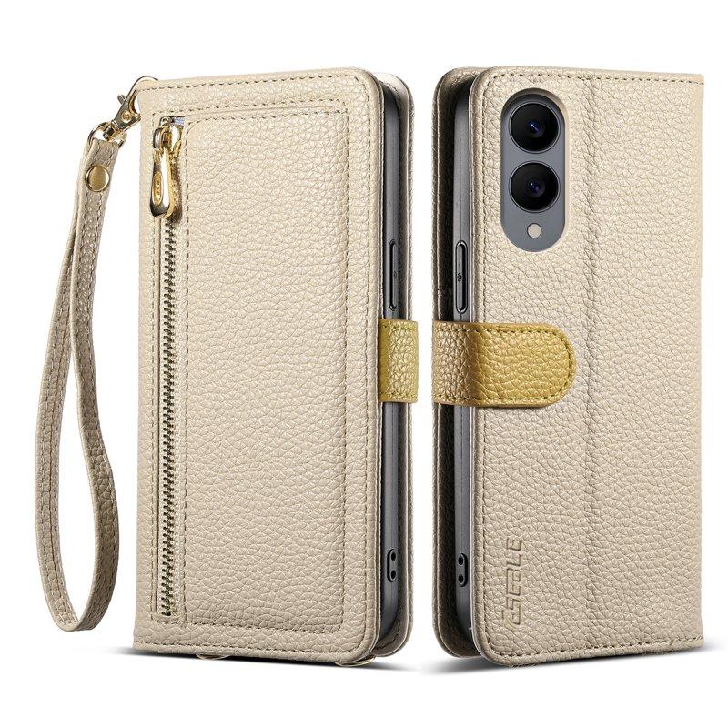 ESEBLE E11 för Samsung Galaxy S25 Edge Plånboksfodral Konstläder - Khaki