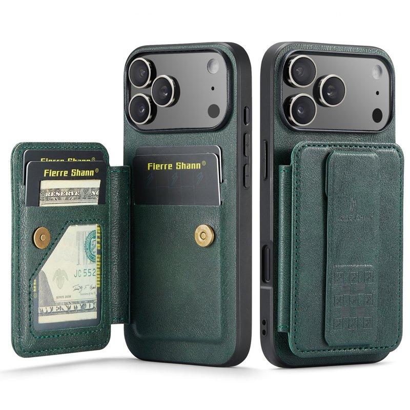 FIERRE SHANN 024 för iPhone 17 Pro Fodral KonstLäder - Grön