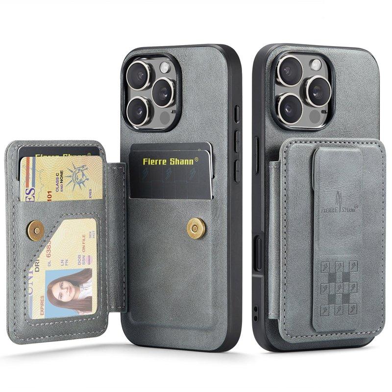 FIERRE SHANN 024 iPhone 16 Pro Max Fodral KonstLäder - Grå