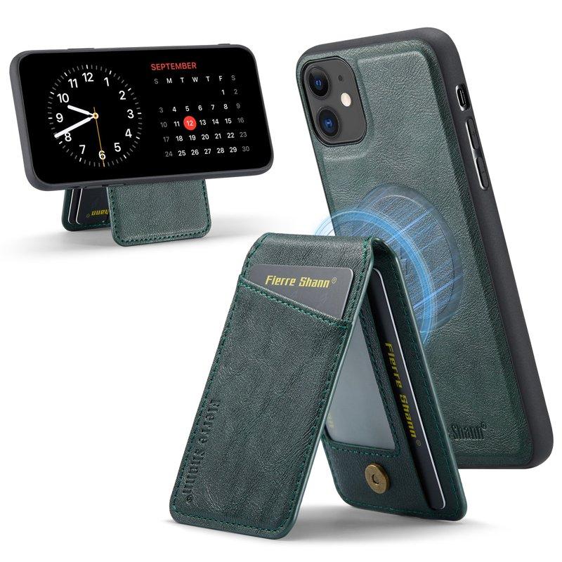 FIERRE SHANN 025 Fodral för iPhone 11 KonstLäder - Grön