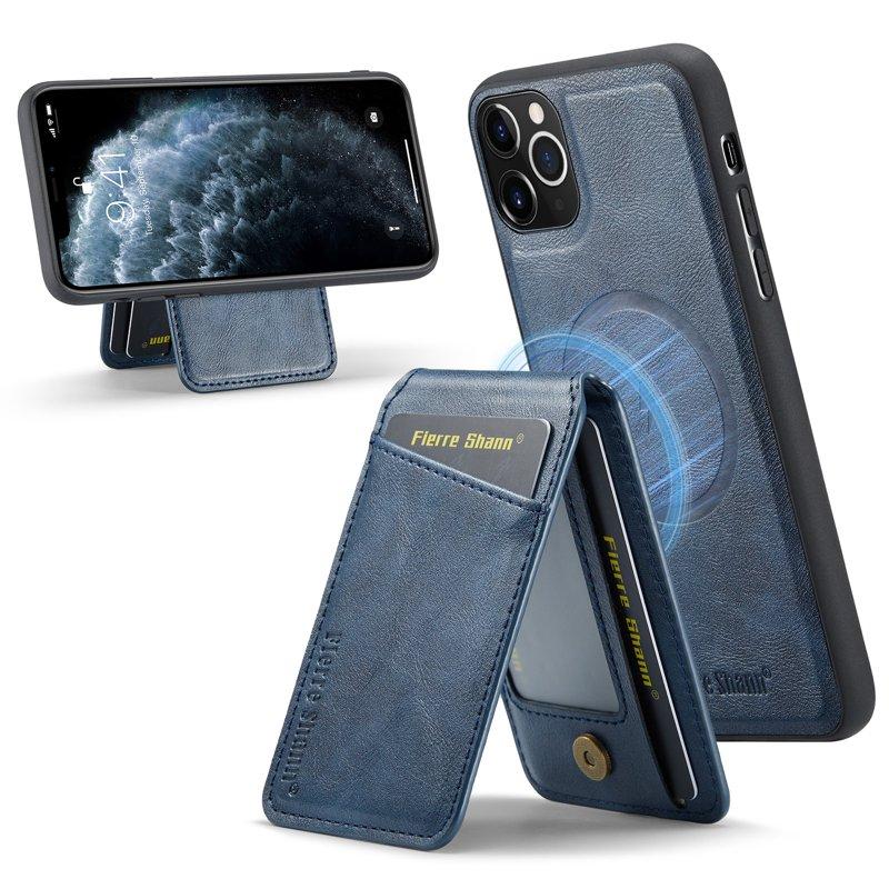 FIERRE SHANN 025 Fodral för iPhone 11 Pro Max KonstLäder - Blå