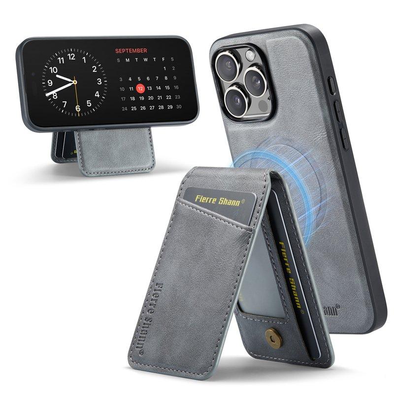 FIERRE SHANN 025 Fodral för iPhone 16 Pro Max KonstLäder - Grå
