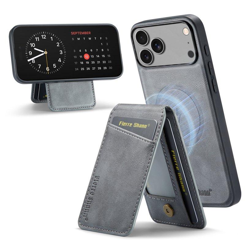FIERRE SHANN 025 Fodral för iPhone 17 Pro KonstLäder - Grå