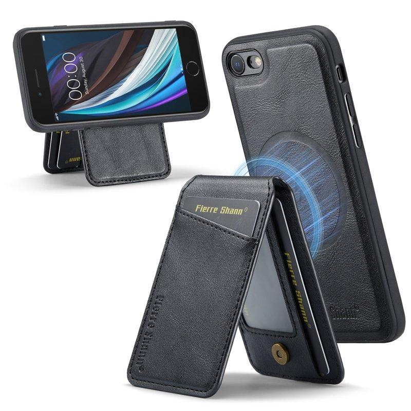 FIERRE SHANN 025 Fodral i PU+TPU för iPhone 7/8/SE - Svart