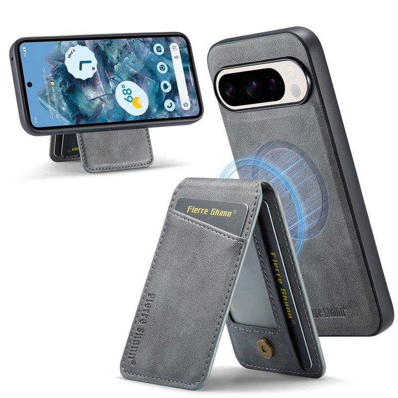 FIERRE SHANN 025 Google Pixel 9 Pro XL Fodral KonstLäder - Grå