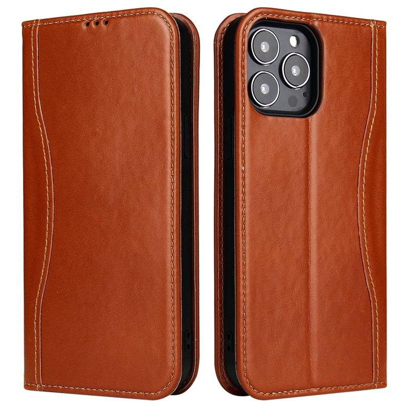 FIERRE SHANN iPhone 14 Pro Max Fodral KonstLäder - Brun