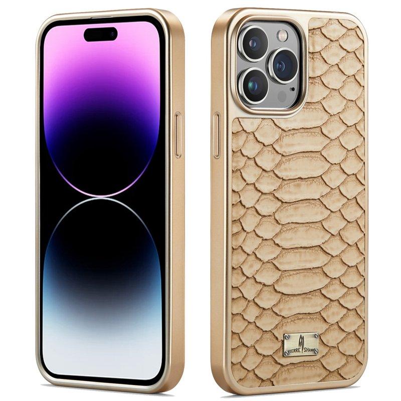 FIERRE SHANN iPhone 14 Pro Max Fodral KonstLäder - Gul