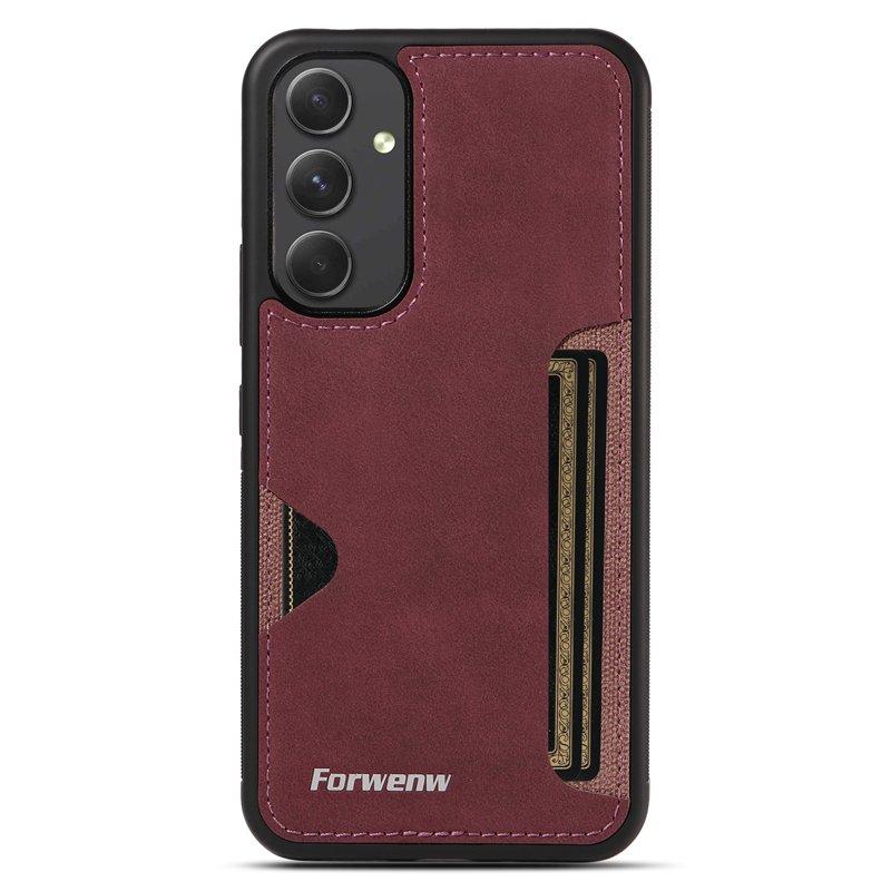 FORWENW F5 Series Samsung Galaxy A34 5G Fodral KonstLäder - Vinröd