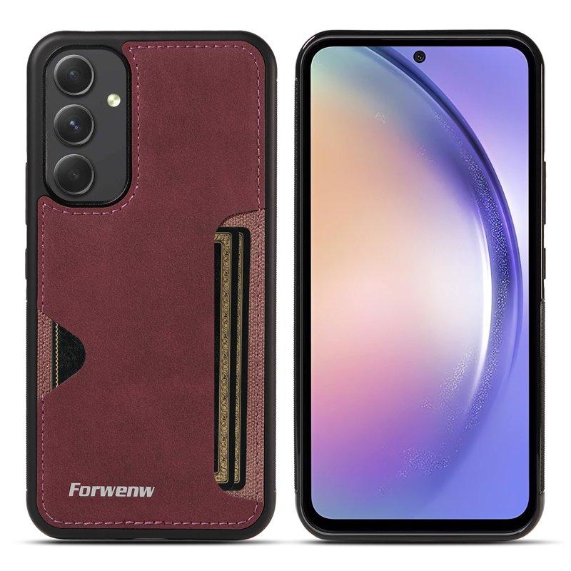 FORWENW F5 Series Samsung Galaxy A54 5G Fodral KonstLäder - Vinröd