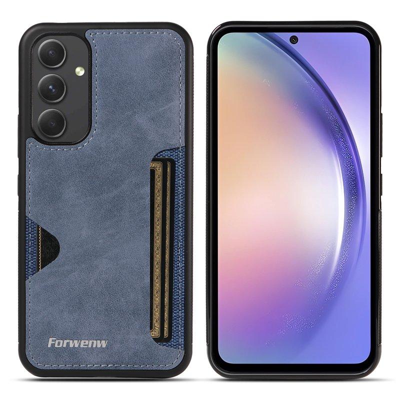 FORWENW F5 Series Samsung Galaxy A54 Fodral KonstLäder - Blå