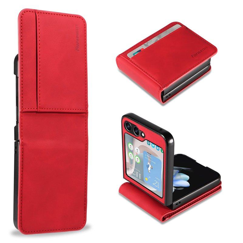 FORWENW Fantasy Series Samsung Galaxy Z Flip5 Konstläder Plånboksfodral - Röd