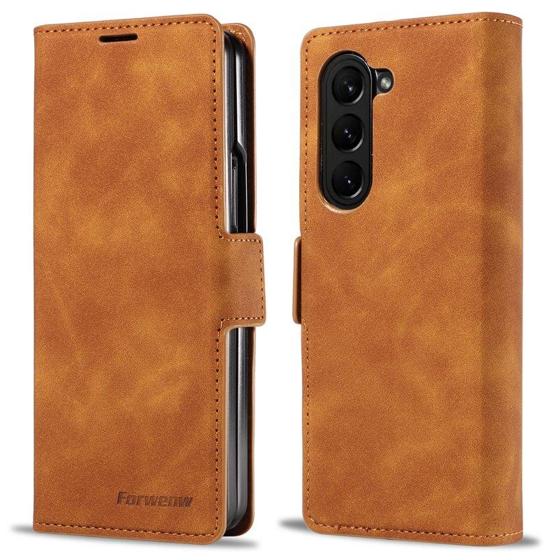 FORWENW Fantasy Series Samsung Galaxy Z Fold5 Plånboksfodral Konstläder - Brun