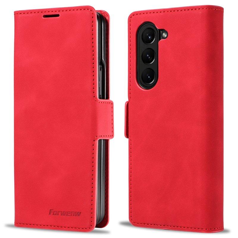FORWENW Fantasy Series Samsung Galaxy Z Fold5 Konstläder Plånboksfodral - Röd