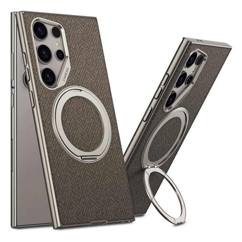 GKK Samsung Galaxy S23 Ultra Fodral - PC + TPU + Tyg - Brun