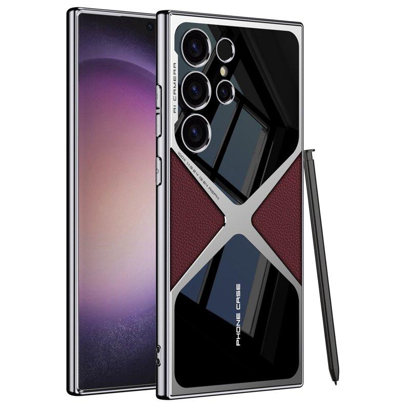 GKK Samsung Galaxy S23 Ultra Fodral - KonstLäder + PC - Röd Svart