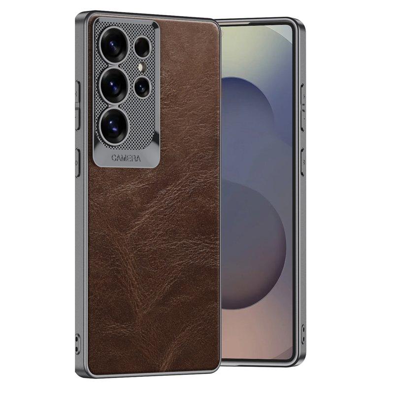 GKK Mobilskal till Samsung Galaxy S25 Ultra Waxy PU + TPU + PC - Brun