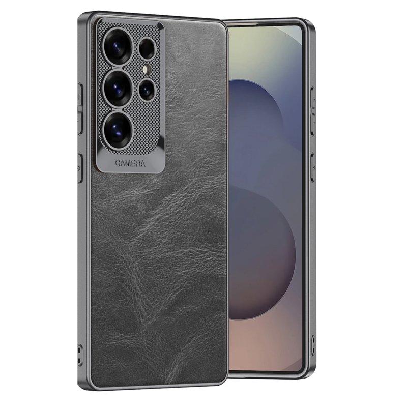 GKK Mobilskal till Samsung Galaxy S25 Ultra Waxy PU + TPU + PC - Grå