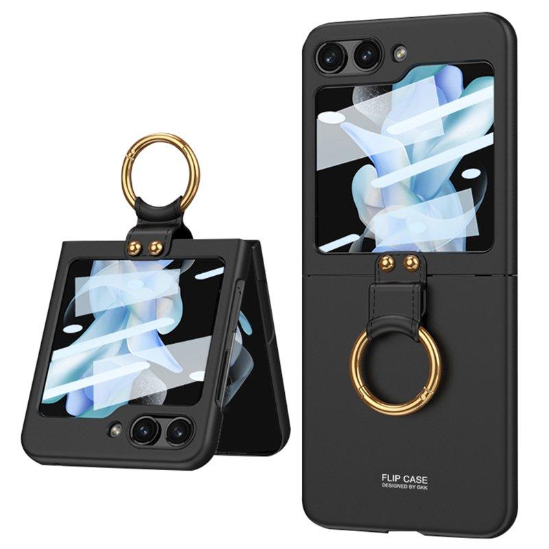 GKK Samsung Galaxy Z Flip5 Fodral Plast med Tempererat Glas - Svart