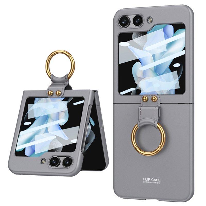 GKK Samsung Galaxy Z Flip5 Fodral Plast Tempered Glass - Grå