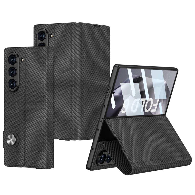 GKK Samsung Galaxy Z Fold6 Fodral PC+PU - Kolfiber - Svart